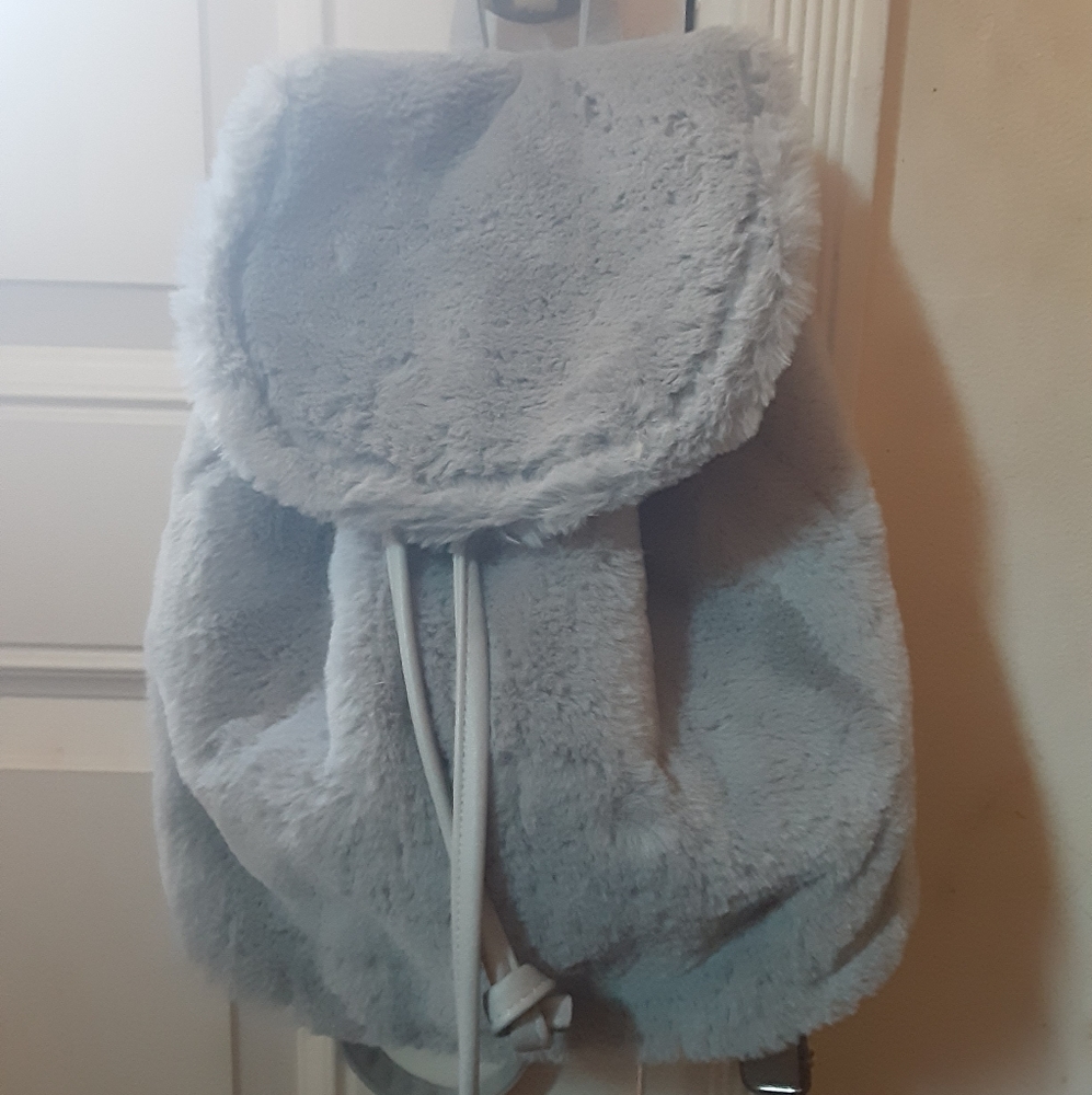 Grey Fuzzy Backpack 🎒New